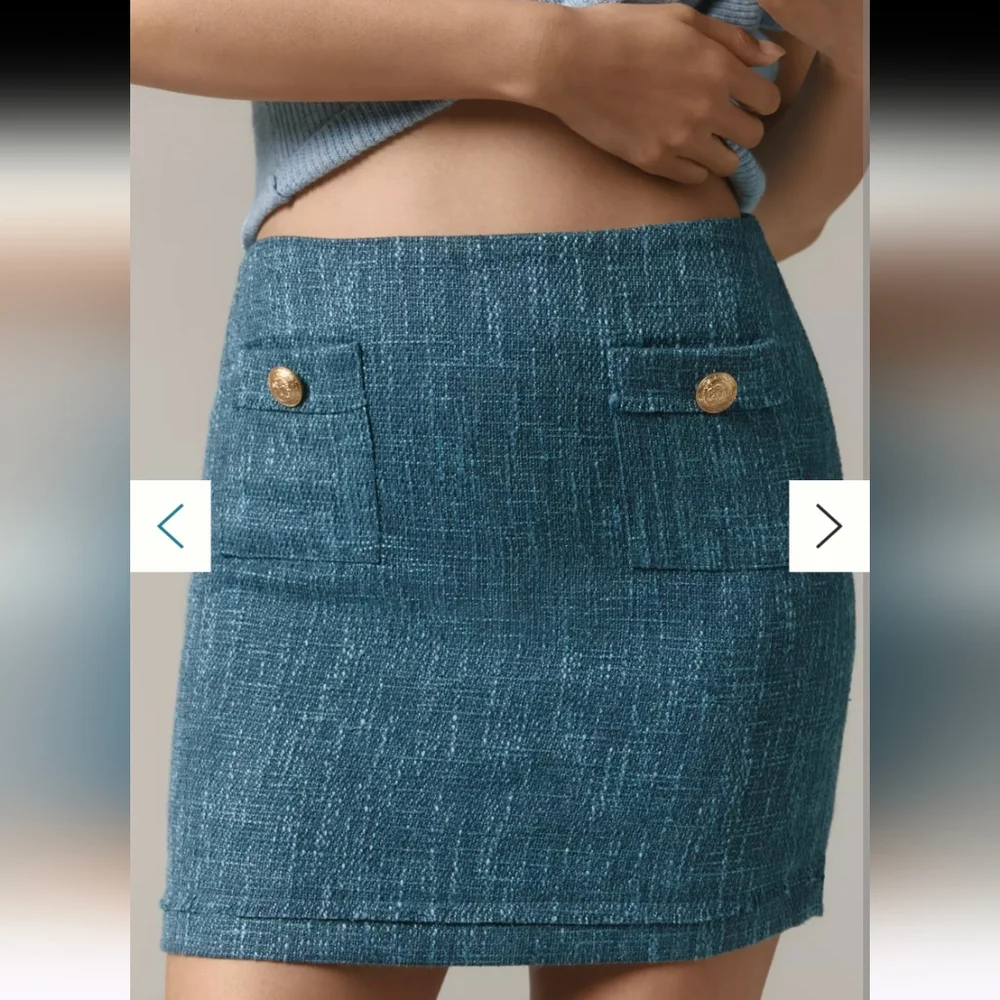 bishop + young Blue Tweed Pencil Skirt NWT